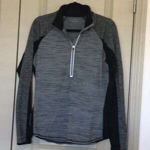 Athleta Gray and Black Zip Up Sweater with Sporty Design
